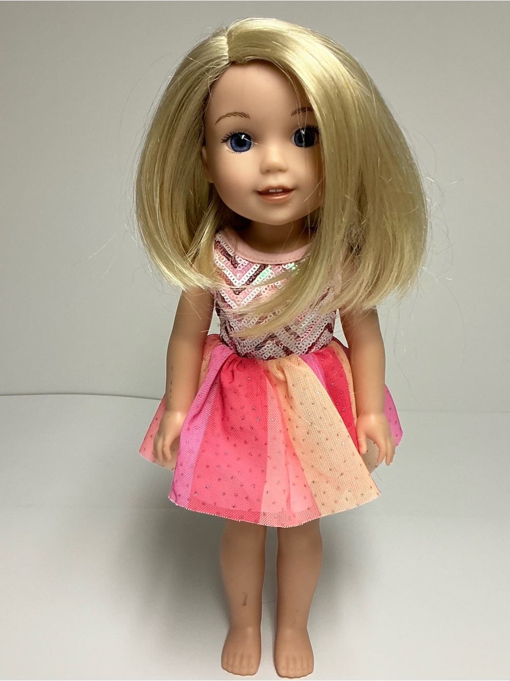 American Girl Doll Wellie Wishers Camille in Pink GG Dress